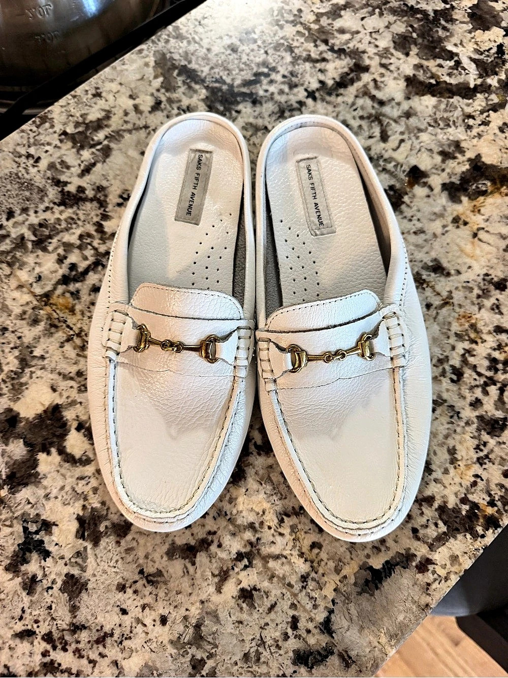 Saks Fifth Avenue Women's Leather Bit Loafers White US 7.5B